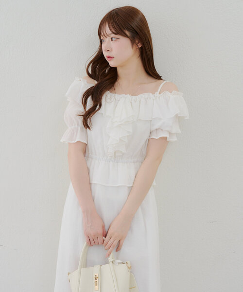 continuer de NICE CLAUP（コンティニューデナイスクラップ）の「【_chipi2xセレクト】2wayフリルペプラムワンピース（ワンピース・レディース・オフホワイト/ブラック/ピンクベージュ・FREE）」の22枚目の写真