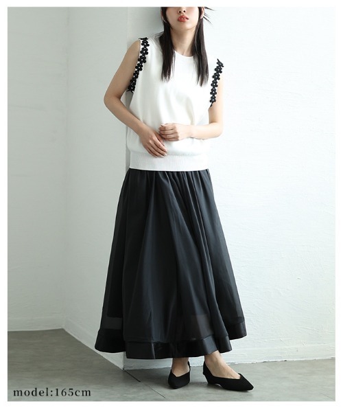 Sawa a la mode(サワアラモード)の「フラワーモチーフサマーニットトップス(ニット/セーター・レディース・ホワイト/ブラック・FREE)」の14枚目の写真