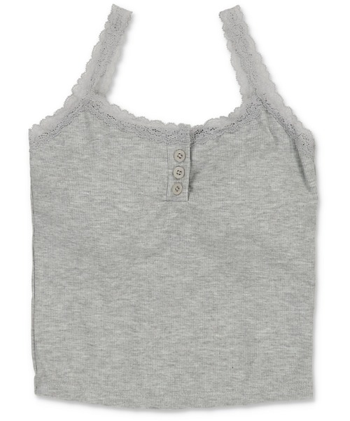 SPINNS(スピンズ)の「カップ付きキャミソール/ヘンリーネック/レース(キャミソール・レディース・ブラック/グレー/アイボリー・ONESIZE)」の3枚目の写真