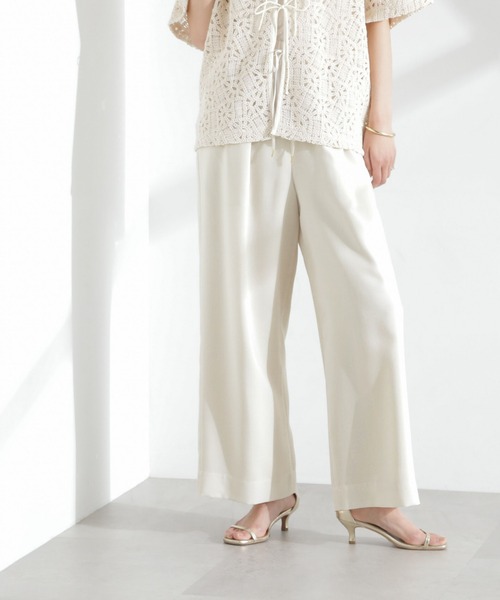 NANO universe（ナノユニバース）の「メランジドライ イージーワイドパンツ(セットアップ可)（その他パンツ・レディース・アイボリー/チャコール/ベージュ・S/M）」の3枚目の写真