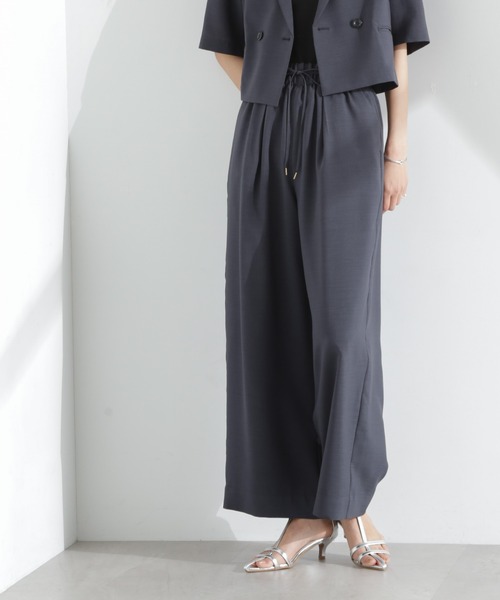 NANO universe（ナノユニバース）の「メランジドライ イージーワイドパンツ(セットアップ可)（その他パンツ・レディース・アイボリー/チャコール/ベージュ・S/M）」の2枚目の写真