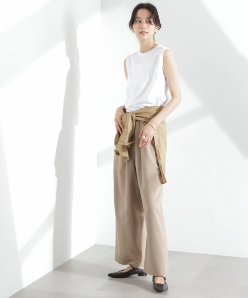 NANO universe（ナノユニバース）の「メランジドライ イージーワイドパンツ(セットアップ可)（その他パンツ・レディース・アイボリー/チャコール/ベージュ・S/M）」の10枚目の写真