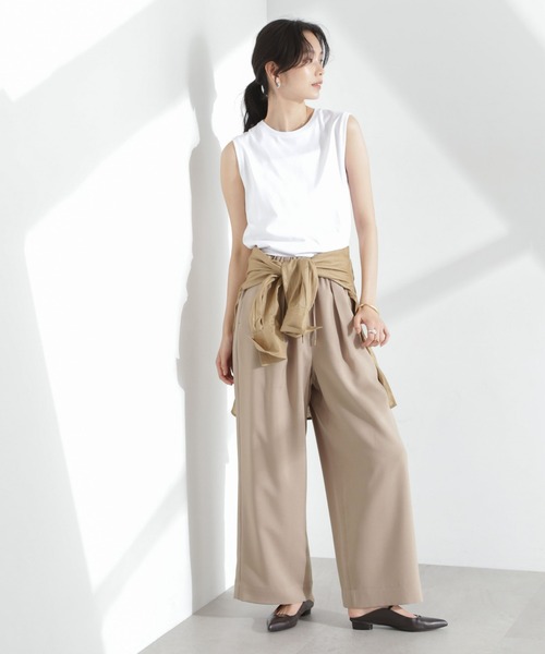 NANO universe（ナノユニバース）の「メランジドライ イージーワイドパンツ(セットアップ可)（その他パンツ・レディース・アイボリー/チャコール/ベージュ・S/M）」の12枚目の写真