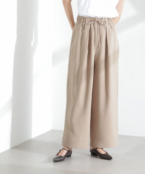 NANO universe（ナノユニバース）の「メランジドライ イージーワイドパンツ(セットアップ可)（その他パンツ・レディース・アイボリー/チャコール/ベージュ・S/M）」の13枚目の写真