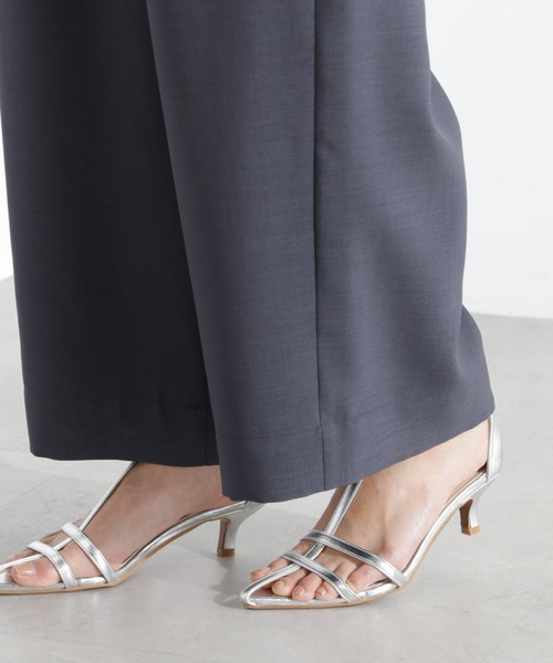 NANO universe（ナノユニバース）の「メランジドライ イージーワイドパンツ(セットアップ可)（その他パンツ・レディース・アイボリー/チャコール/ベージュ・S/M）」の4枚目の写真