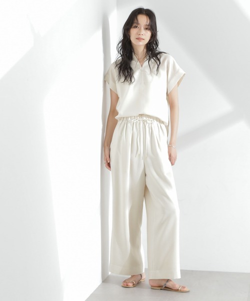 NANO universe（ナノユニバース）の「メランジドライ イージーワイドパンツ(セットアップ可)（その他パンツ・レディース・アイボリー/チャコール/ベージュ・S/M）」の17枚目の写真