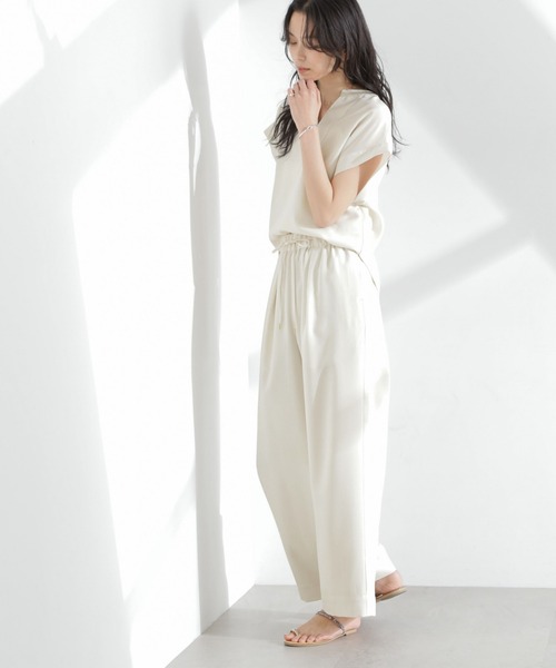 NANO universe（ナノユニバース）の「メランジドライ イージーワイドパンツ(セットアップ可)（その他パンツ・レディース・アイボリー/チャコール/ベージュ・S/M）」の18枚目の写真
