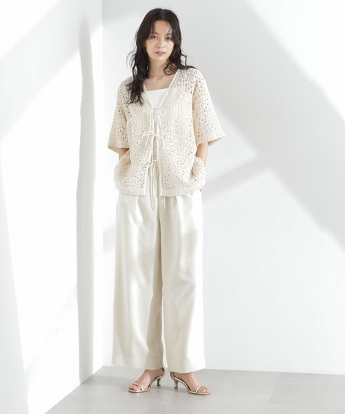 NANO universe（ナノユニバース）の「メランジドライ イージーワイドパンツ(セットアップ可)（その他パンツ・レディース・アイボリー/チャコール/ベージュ・S/M）」の19枚目の写真