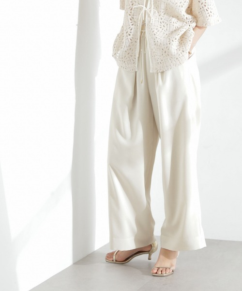 NANO universe（ナノユニバース）の「メランジドライ イージーワイドパンツ(セットアップ可)（その他パンツ・レディース・アイボリー/チャコール/ベージュ・S/M）」の15枚目の写真