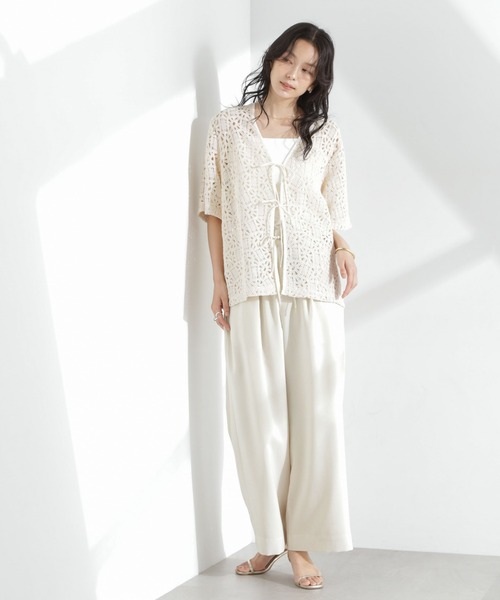 NANO universe（ナノユニバース）の「メランジドライ イージーワイドパンツ(セットアップ可)（その他パンツ・レディース・アイボリー/チャコール/ベージュ・S/M）」の22枚目の写真