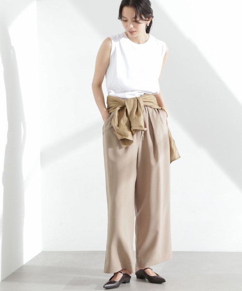 NANO universe（ナノユニバース）の「メランジドライ イージーワイドパンツ(セットアップ可)（その他パンツ・レディース・アイボリー/チャコール/ベージュ・S/M）」の11枚目の写真