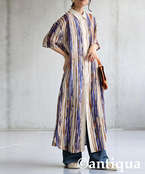 antiqua（アンティカ）の「ニュアンス柄ワンピース（シャツワンピース・レディース・ブルー系その他・P/R）」の3枚目の写真