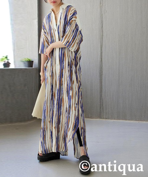 antiqua（アンティカ）の「ニュアンス柄ワンピース（シャツワンピース・レディース・ブルー系その他・P/R）」の2枚目の写真