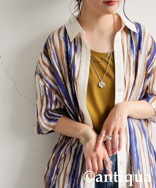 antiqua（アンティカ）の「ニュアンス柄ワンピース（シャツワンピース・レディース・ブルー系その他・P/R）」の4枚目の写真