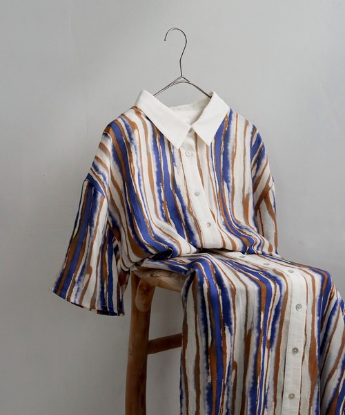 antiqua（アンティカ）の「ニュアンス柄ワンピース（シャツワンピース・レディース・ブルー系その他・P/R）」の11枚目の写真