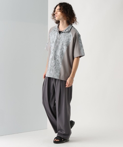 HARE（ハレ）の「ジャガードキリカエハーフZIP(HARE)（Tシャツ/カットソー・メンズ・ブラック/グレー・FREE）」の6枚目の写真