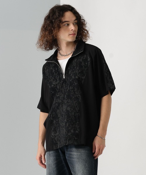 HARE（ハレ）の「ジャガードキリカエハーフZIP(HARE)（Tシャツ/カットソー・メンズ・ブラック/グレー・FREE）」の19枚目の写真