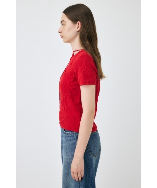 MOUSSY（マウジー）の「NECK STRAP JACQUARD Tシャツ（Tシャツ/カットソー・レディース・レッド/オフホワイト/ブラック・FREE）」の21枚目の写真