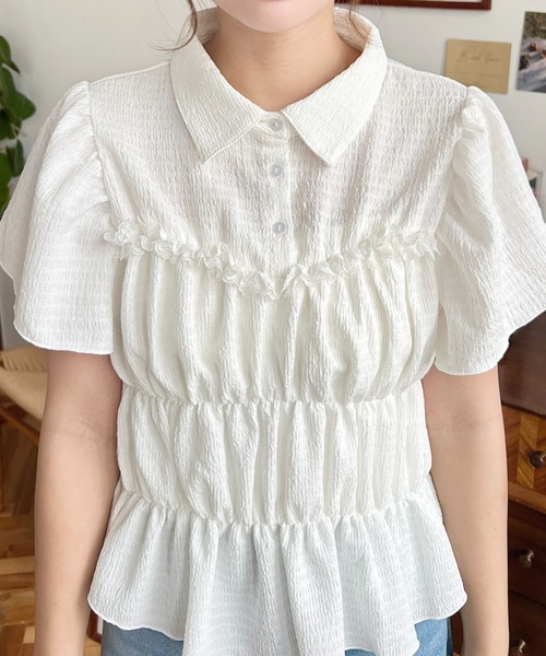 moment+(モーメントプラス)の「シャーリングビスチェデザインポロシャツ(Tシャツ/カットソー・レディース・ホワイト系その他/ナチュラル/オフホワイト/ブラック/ブラック系その他/イエロー系その他・M/L)」の17枚目の写真