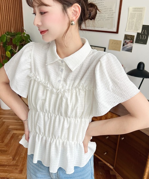 moment+(モーメントプラス)の「シャーリングビスチェデザインポロシャツ(Tシャツ/カットソー・レディース・ホワイト系その他/ナチュラル/オフホワイト/ブラック/ブラック系その他/イエロー系その他・M/L)」の14枚目の写真