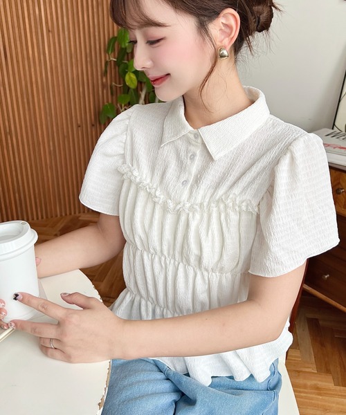 moment+(モーメントプラス)の「シャーリングビスチェデザインポロシャツ(Tシャツ/カットソー・レディース・ホワイト系その他/ナチュラル/オフホワイト/ブラック/ブラック系その他/イエロー系その他・M/L)」の15枚目の写真