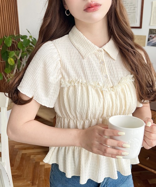 moment+(モーメントプラス)の「シャーリングビスチェデザインポロシャツ(Tシャツ/カットソー・レディース・ホワイト系その他/ナチュラル/オフホワイト/ブラック/ブラック系その他/イエロー系その他・M/L)」の8枚目の写真