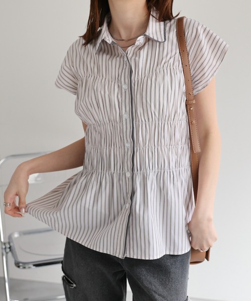 ビスチェ風 シャーリング シャツ NOMINE｜ビスチェ風 シャーリング シャツ | Rakuten Fashion