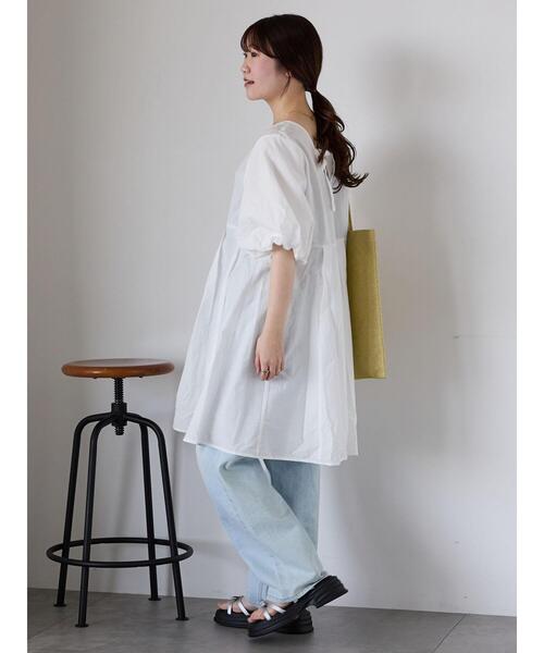 ehka sopo（エヘカソポ）の「バルーンスリーブミニワンピース（ワンピース・レディース・オフホワイト/サックスブルー/ブラック・F）」の7枚目の写真