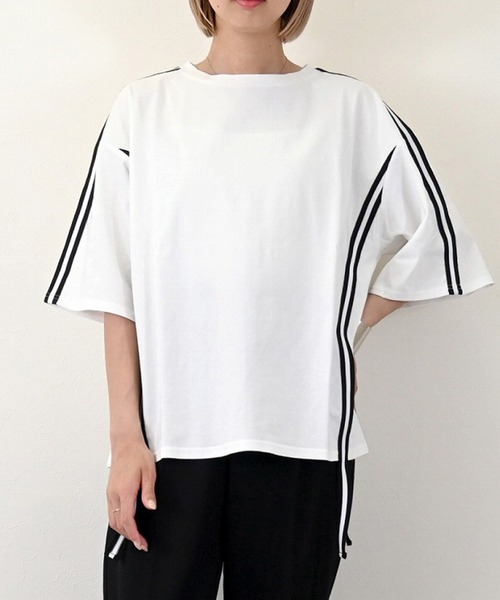 天竺ラインテープオーバーTシャツ セール】天竺ラインテープオーバーTシャツ（Tシャツ/カットソー