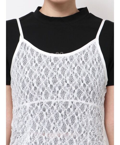 EMODA(エモダ)の「ランダムヘムレースキャミワンピース(ワンピース・レディース・ホワイト/ブラック・FREE)」の7枚目の写真