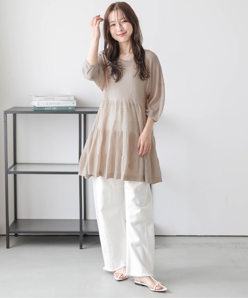 SUGAR BISKET（シュガービスケット）の「シアーニットチュニック（チュニック・レディース・アイボリー/ブラック/ベージュ/ピンク・フリー）」の16枚目の写真