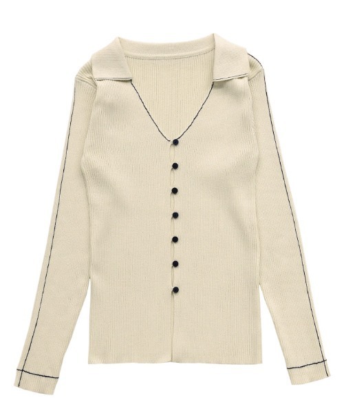 セール】バイカラーラインニットカーディガン（カーディガン/ボレロ