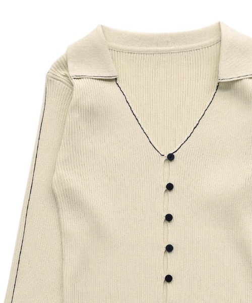 セール】バイカラーラインニットカーディガン（カーディガン/ボレロ