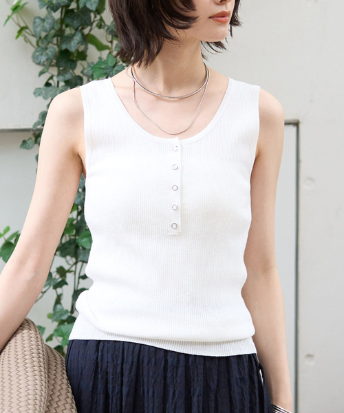 ヘンリーネックニットタンクトップ（ニット/セーター）｜Rouge vif