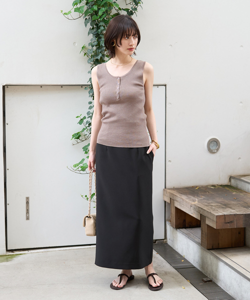 Rouge vif Anna(ルージュヴィフアンナ)の「ヘンリーネックニットタンクトップ(ニット/セーター・レディース・チャコールグレー/ホワイト/ベージュ・フリー)」の20枚目の写真
