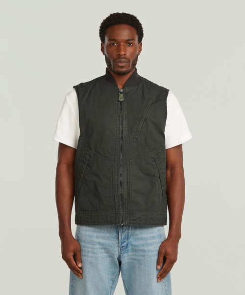 G-STAR(ジースター)の「DUTY CANVAS VEST/ヴィンテージライクウォッシュド加工ダックキャンバスジップアップベスト(ブルゾン・メンズ・ブラウン系その他/ブラック系その他・LARGE/MEDIUM/SMALL)」の7枚目の写真