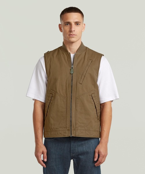 G-STAR(ジースター)の「DUTY CANVAS VEST/ヴィンテージライクウォッシュド加工ダックキャンバスジップアップベスト(ブルゾン・メンズ・ブラウン系その他/ブラック系その他・LARGE/MEDIUM/SMALL)」の5枚目の写真