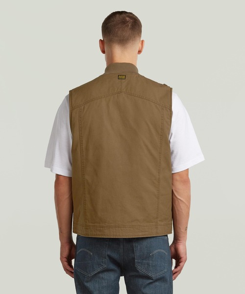 G-STAR(ジースター)の「DUTY CANVAS VEST/ヴィンテージライクウォッシュド加工ダックキャンバスジップアップベスト(ブルゾン・メンズ・ブラウン系その他/ブラック系その他・LARGE/MEDIUM/SMALL)」の3枚目の写真