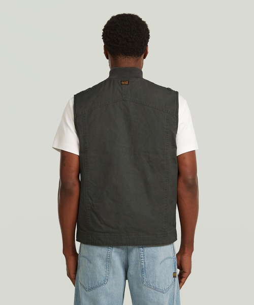 G-STAR(ジースター)の「DUTY CANVAS VEST/ヴィンテージライクウォッシュド加工ダックキャンバスジップアップベスト(ブルゾン・メンズ・ブラウン系その他/ブラック系その他・LARGE/MEDIUM/SMALL)」の9枚目の写真