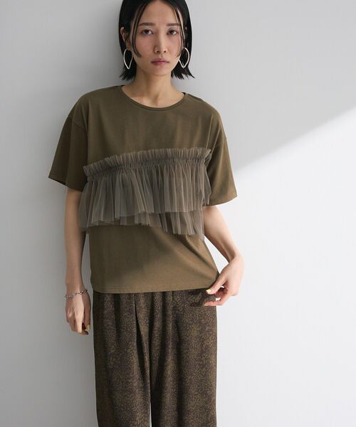 ELENCARE DUE(エレンカーレデュエ)の「・ELENCARE DUE チュールフリルレイヤーTEE(Tシャツ/カットソー・レディース・カーキ/ブラック/オフホワイト/チャコールグレー・FREE)」の20枚目の写真