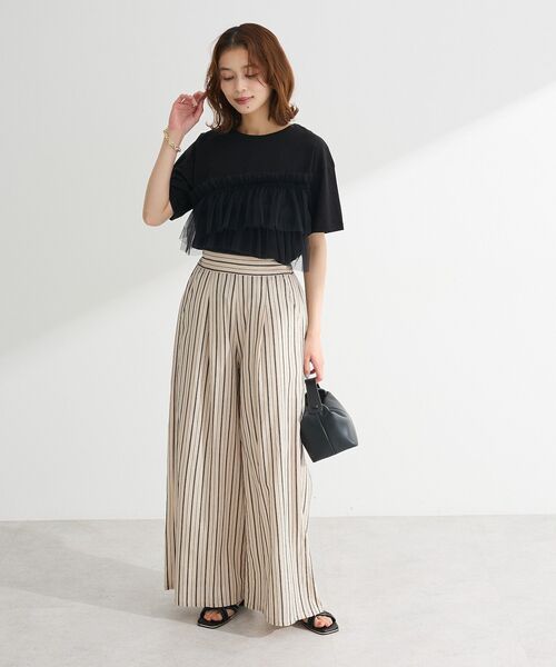 ELENCARE DUE(エレンカーレデュエ)の「・ELENCARE DUE チュールフリルレイヤーTEE(Tシャツ/カットソー・レディース・カーキ/ブラック/オフホワイト/チャコールグレー・FREE)」の22枚目の写真