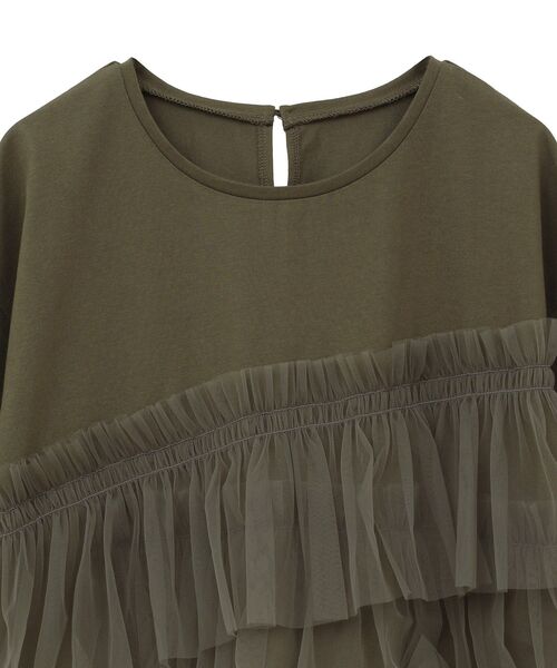 ELENCARE DUE(エレンカーレデュエ)の「・ELENCARE DUE チュールフリルレイヤーTEE(Tシャツ/カットソー・レディース・カーキ/ブラック/オフホワイト/チャコールグレー・FREE)」の10枚目の写真