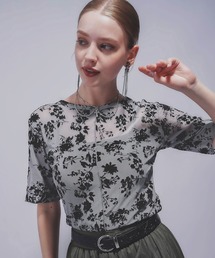 HARE | 2WAYフラワーフロッキーＵネックＴ(HARE)(Tシャツ/カットソー)