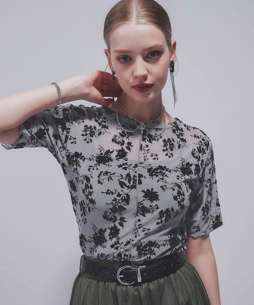 HARE(ハレ)の「2WAYフラワーフロッキーUネックT(HARE)(Tシャツ/カットソー・レディース・グレー/ブルー/ブラック・FREE)」の22枚目の写真