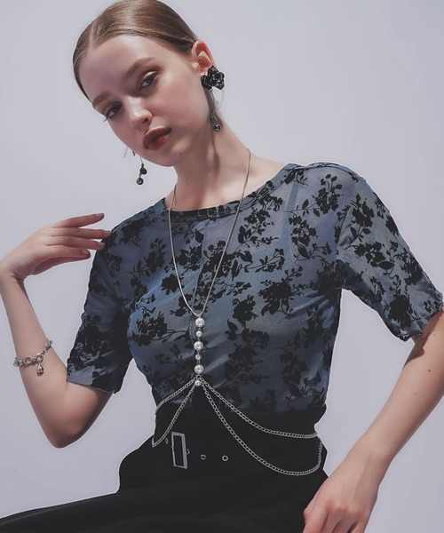 HARE(ハレ)の「2WAYフラワーフロッキーUネックT(HARE)(Tシャツ/カットソー・レディース・グレー/ブルー/ブラック・FREE)」の15枚目の写真