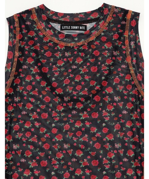 Little sunny bite(リトルサニーバイト)の「▼little sunny bite▼rose tull long tank(その他トップス・レディース・ピンク/ブラック・MEDIUM/SMALL)」の7枚目の写真