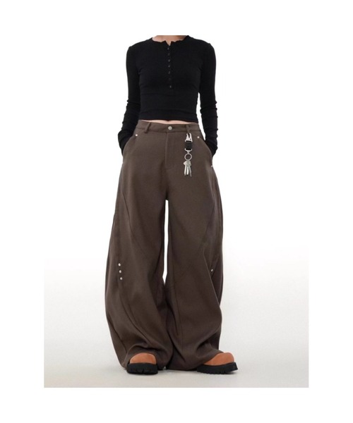NO WAY(ノーウェイ)の「/カーブワイドパンツ/(その他パンツ・メンズ・ブラック/ブラウン・LARGE/MEDIUM)」の2枚目の写真