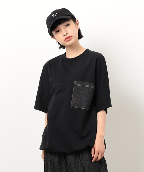 Purple&Yellow(パープルアンドイエロー)の「インレイデニム切り替えプルオーバー(Tシャツ/カットソー・メンズ・ネイビー/ブラック・SMALL/MEDIUM/LARGE)」の11枚目の写真