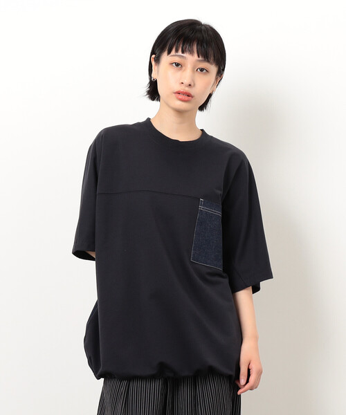 Purple&Yellow(パープルアンドイエロー)の「インレイデニム切り替えプルオーバー(Tシャツ/カットソー・メンズ・ネイビー/ブラック・SMALL/MEDIUM/LARGE)」の21枚目の写真