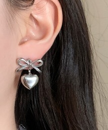 《リボンハートドロップペアピアス（MA/EK388）
